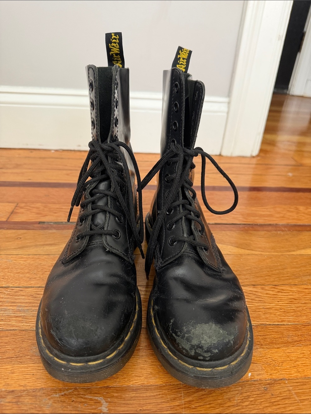 Dr. Martens Black Leather Lace-Up Combat Boots